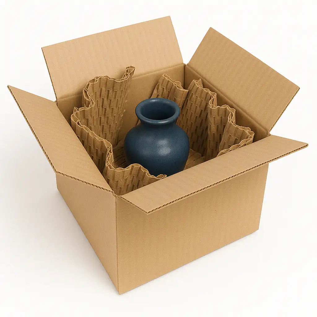 Frisures de carton à l'intérieur d'un carton